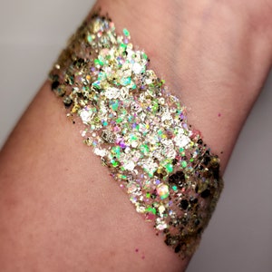 Body Glitter, Face Glitter Gel Makeup, Hair, Eye, Rave, Festival, Cosmetic, Gold, Opal, Rainbow, Holographic, Iridescent, Euphoria, Cheer