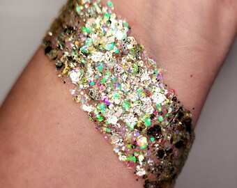 Body Glitter, Face Glitter Gel Makeup, Hair, Eye, Rave, Festival, Cosmetic, Gold, Opal, Rainbow, Holographic, Iridescent, Euphoria, Cheer