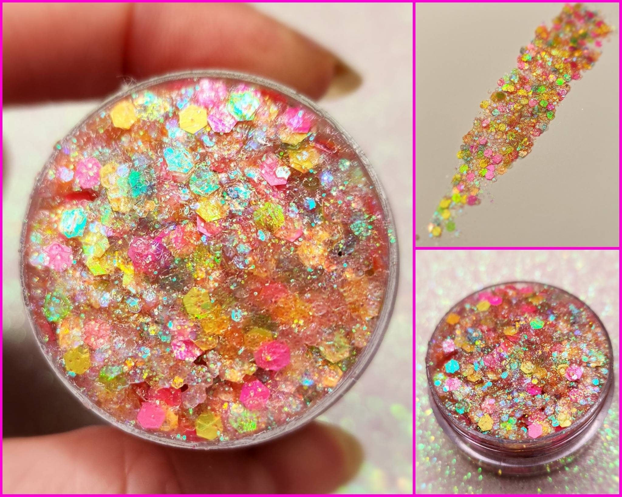 Lady Up 16 Colors Holographic Chunky Glitters Craft Glitter Iridescent  Glitter Chunky Glitter for Resin Face Body Eye Hair Nail Festival Makeup