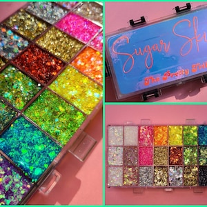 Body & Face Glitter Palette Gel Makeup, Glitter Gel, Hair, Eye, Rave, Festival, Cosmetic, Holographic, Iridescent, Chunky, Rainbow, MUA