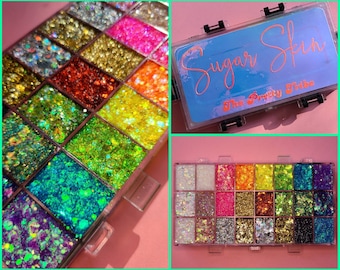 Body & Face Glitter Palette Gel Makeup, Glitter Gel, Hair, Eye, Rave, Festival, Cosmetic, Holographic, Iridescent, Chunky, Rainbow, MUA