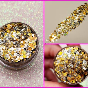 Body Glitter, Face Glitter Gel Makeup, Hair, Eye, Rave, Festival, Holographic, Silver, Gold, Rainbow, Cosmetic, Chunky, Softball, Cheer, 5K