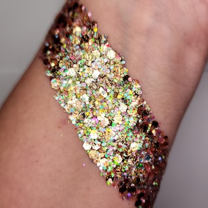 Body Glitter, Face Glitter Gel Makeup, Hair, Eye, Rave, Cosmetic, Festival, Euphoria, Iridescent, Holographic, Pink, Gold, Rainbow, Cheer