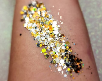 Body Glitter, Face Glitter Gel Makeup, Hair, Eye, Rave, Festival, Holographic, Silver, Gold, Rainbow, Cosmetic, Chunky, Softball, Cheer, 5K