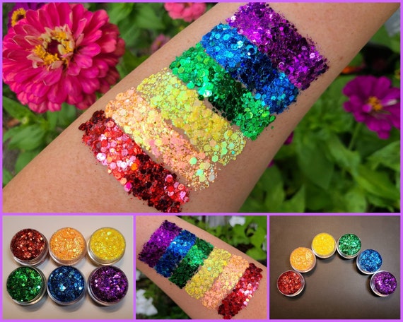 miljøforkæmper Troende blast Glitter Gel Face Body Pride Rainbow Set Rave Festival - Etsy