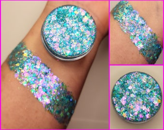 Body Glitter Gel, Face Glitter Makeup, Hair, Eye, Rave, Festival, Iridescent, Purple, Baby Blue, Pink, Butterflies, Rainbow, Cosmetic, Cheer