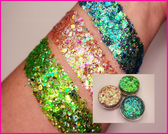 Cosmetic Face Body Hair Chunky Glitter Festival Look Sparkly Eye Nail  Makeup Pot