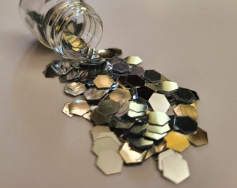 Face Glitter, Body Glitter Gel, Rave Glitter, Festival Makeup, Silver, Jumbo, Hexagon, Cosmetic, Loose Mix, Chunky, Fine, Concert, Cheer