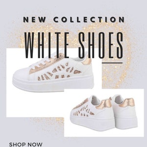 Women's Low Sneakers Champagne and White image 1