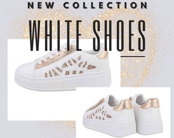 Women's Low Sneakers Champagne and White