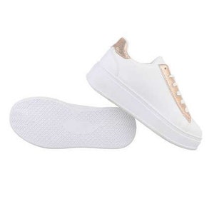 Women's Low Sneakers Champagne and White image 4