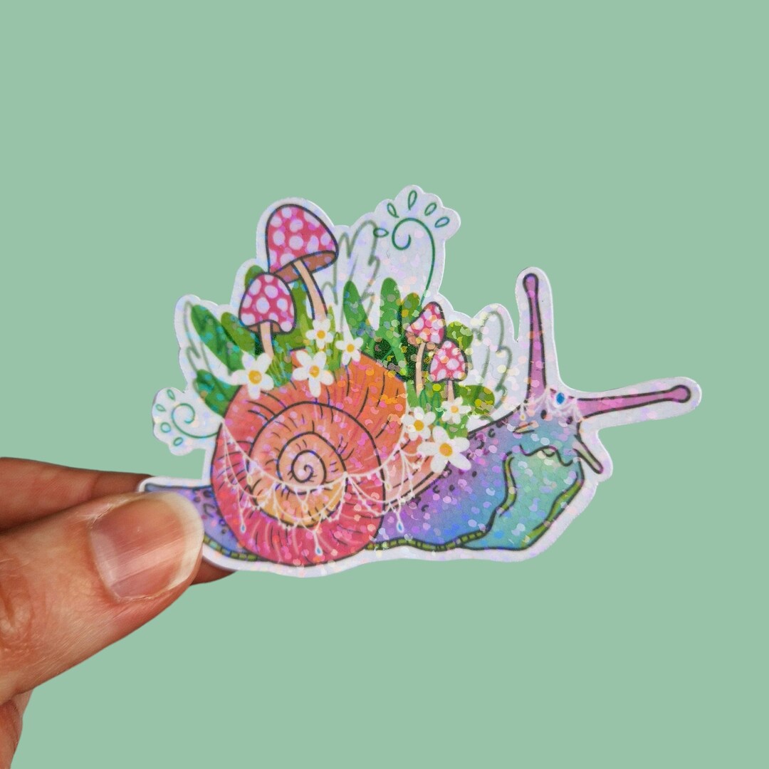 Majestic Snail Sparkle Vinyl Sticker Cute Fun Glitter Sticker ...