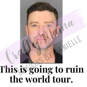 Justin Timberlake Mugshot, This is Going to Ruin the World Tour 2024 PNG File