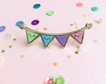 Happy Banner Enamel Pin - Pastel