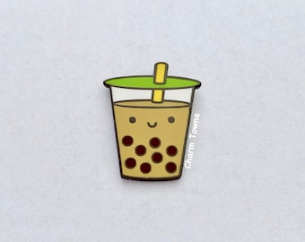 Boba Milk Tea Enamel Pin