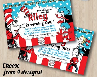 Dr Seuss 1st Birthday Invitation Etsy