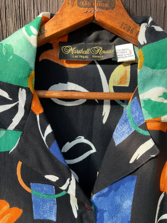 VTG NWT 80s 90s abstract pop art rayon shirt - image 3