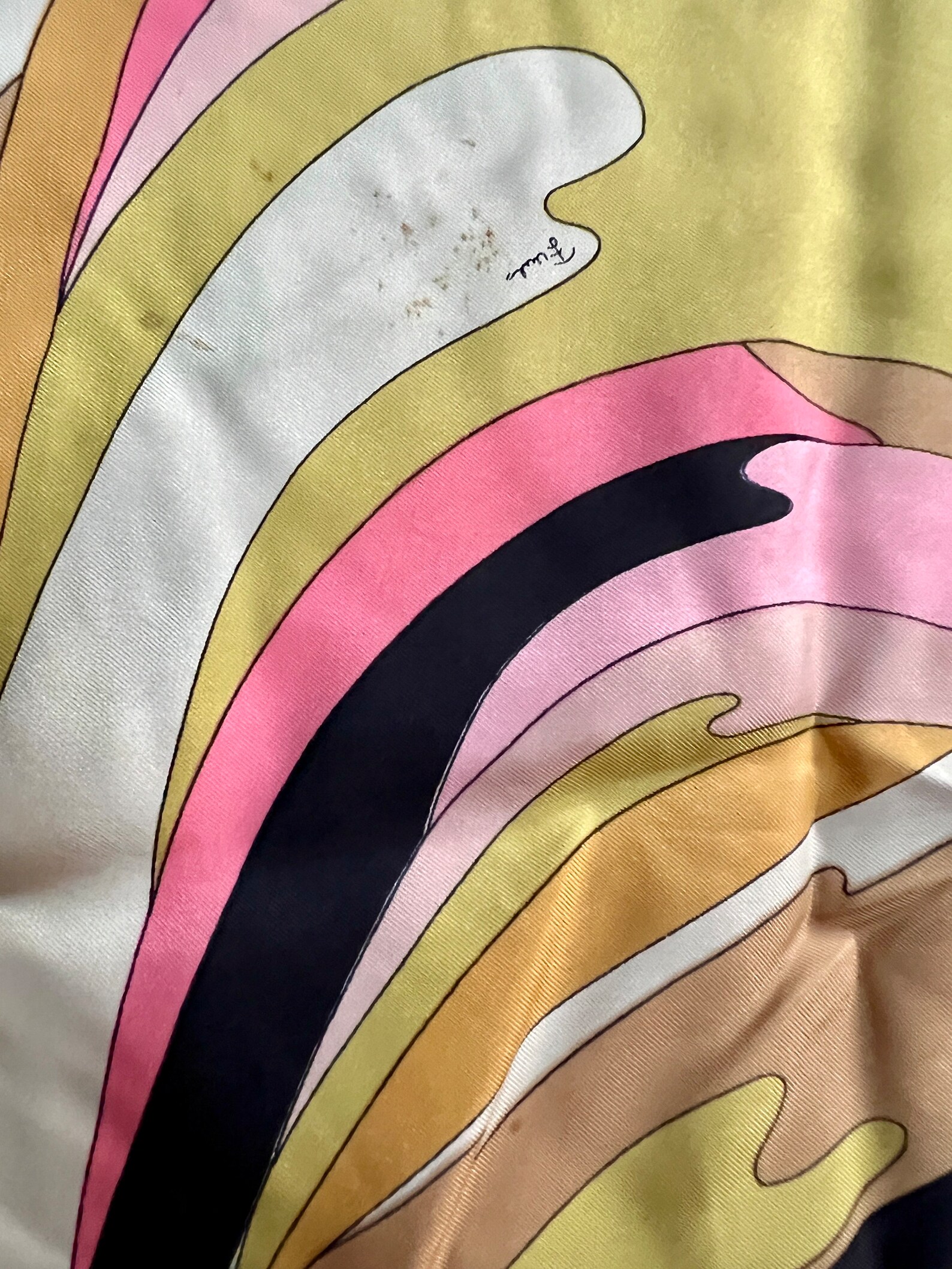Foulard Vintage Emilio Gerli En Soie 100% - Motif Floral Multicolore, Occasion En Bon état