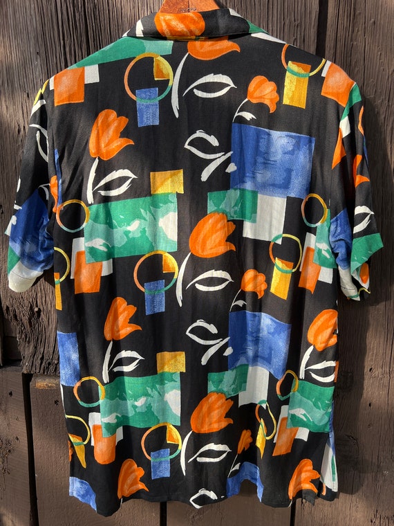 VTG NWT 80s 90s abstract pop art rayon shirt - image 2