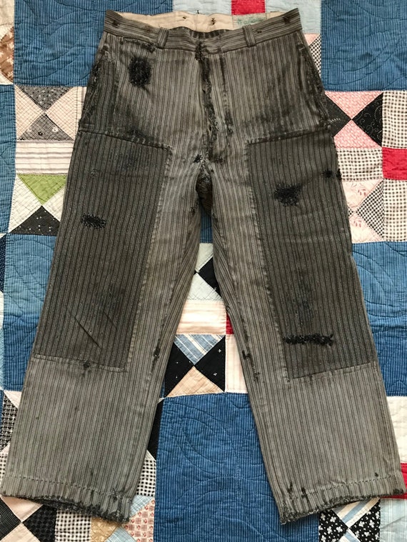 Vintage antique 1930s French work wear chore pants