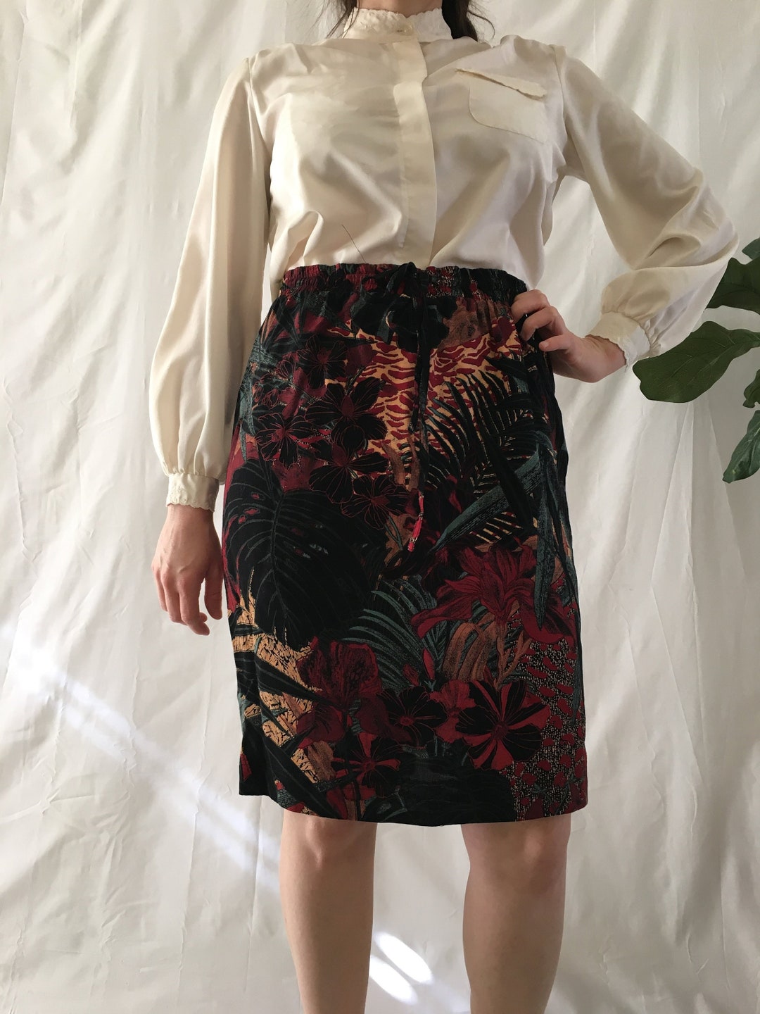 Vintage 1990s High-waisted Tropical Floral Flowy Skirt - Etsy
