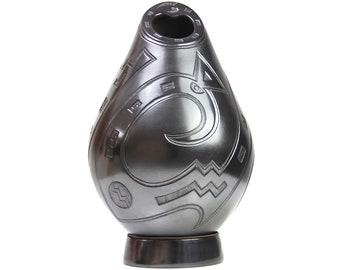Mata Ortiz ceramics - Black vase I - 40 cm. 16in. - Mexican art