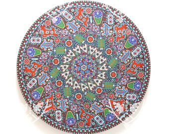 Nierika de Chaquira Huichol Circle - Hikuri - 120 cm. 48 in. in diameter - Mexican art