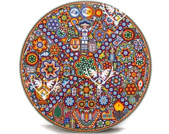 Nierika Crystal Beads Huichol Art Painting - Tuinurite -  120 cm. 48 in. diameter
