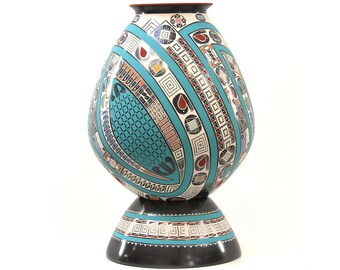 Mata Ortiz Ceramics - Light Blue - 42 cm. 17in. - Mexican art