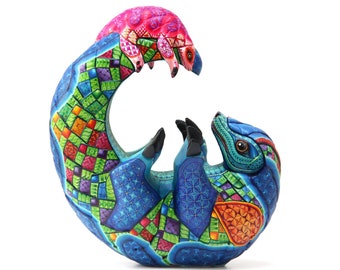 Alebrije - Pangolin and baby - 20.5 cm. 8.2 inches. - Mexican art