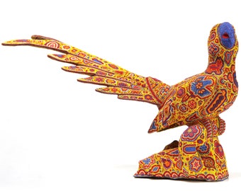 Huichol Art Sculpture Macaw - Wexik+a