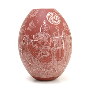 Mata Ortiz Ceramics - Reddish evening - 15.5 cm. 6.3 in. - Mexican folk art