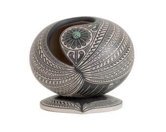 マタ・オルティス陶器 - ミニチュア - 連結花瓶 - メキシコ美術 - 7 cm