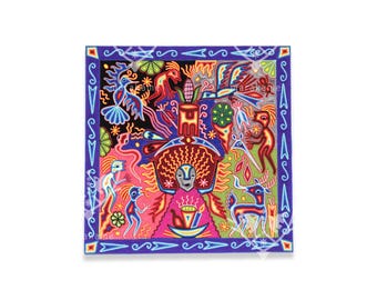 Yarn Painting by Josè Benitez Sanchez, Huichol Art, Tamatsi Maxa