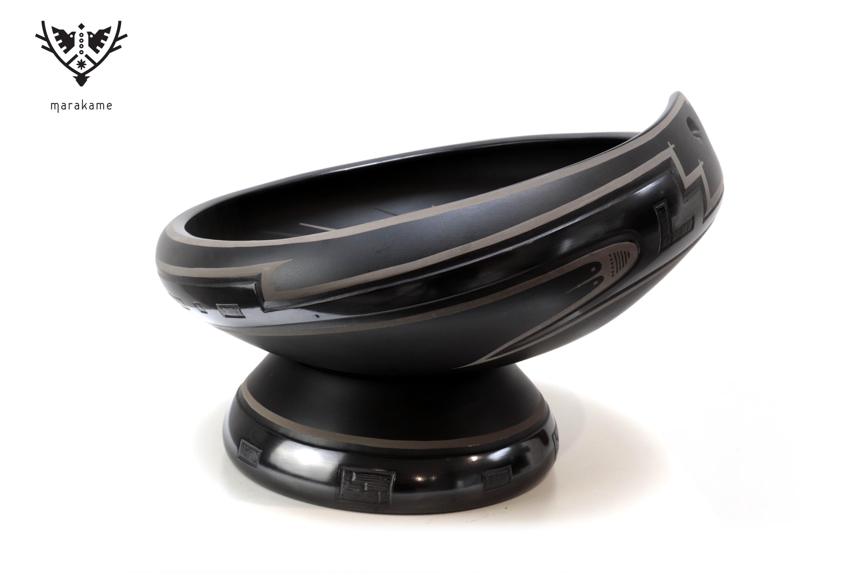 マタ・オルティス陶器 - ブラックプレート - 35 cm (14 インチ) - 伝統