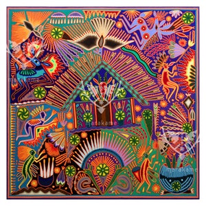 Huichol Yarn Art Collection - Huichol Yarn Painting - YP1233