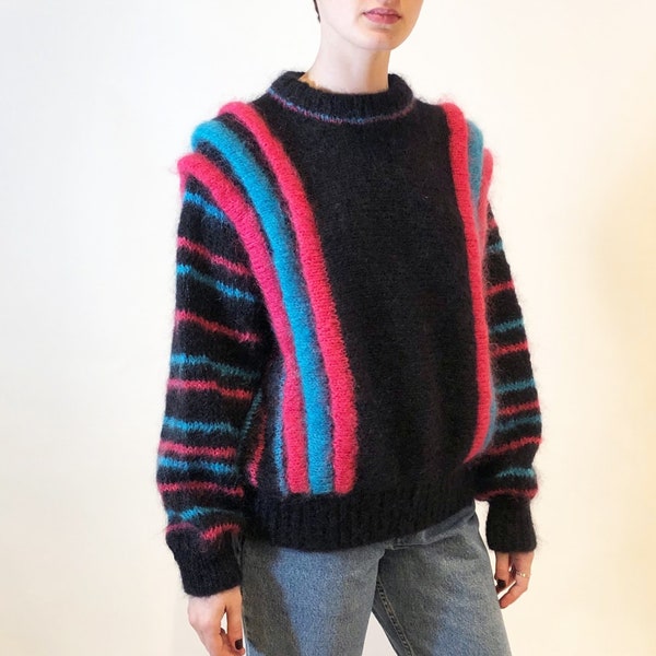 Insane Vintage 3-D Neon Mohair Sweater