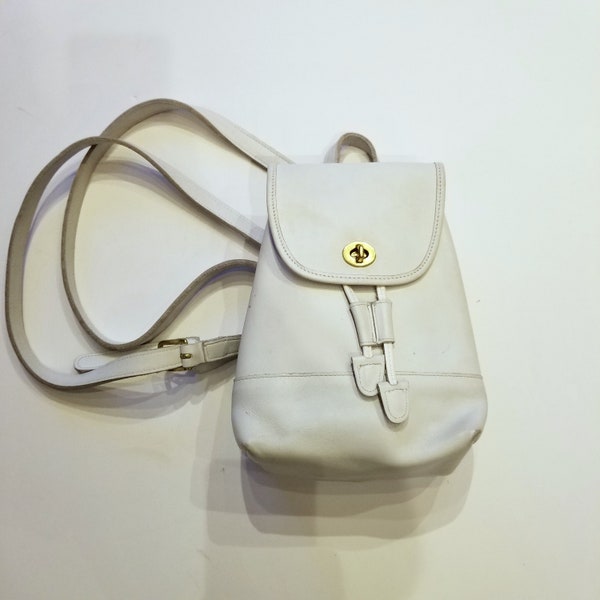 Rare Vintage White Coach Leather Backpack