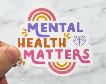 Naklejka Mental Health Matters, Świadomość Zdrowia Psychicznego, Zdrowie Psychiczne | Naklejka wycinana na butelkę wody na laptopa, odporna na wodę
