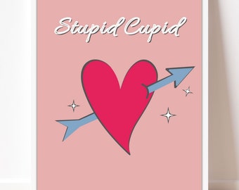 Retro Valentine’s Day Wall Art | Stupid Cupid | Printable Wall Art