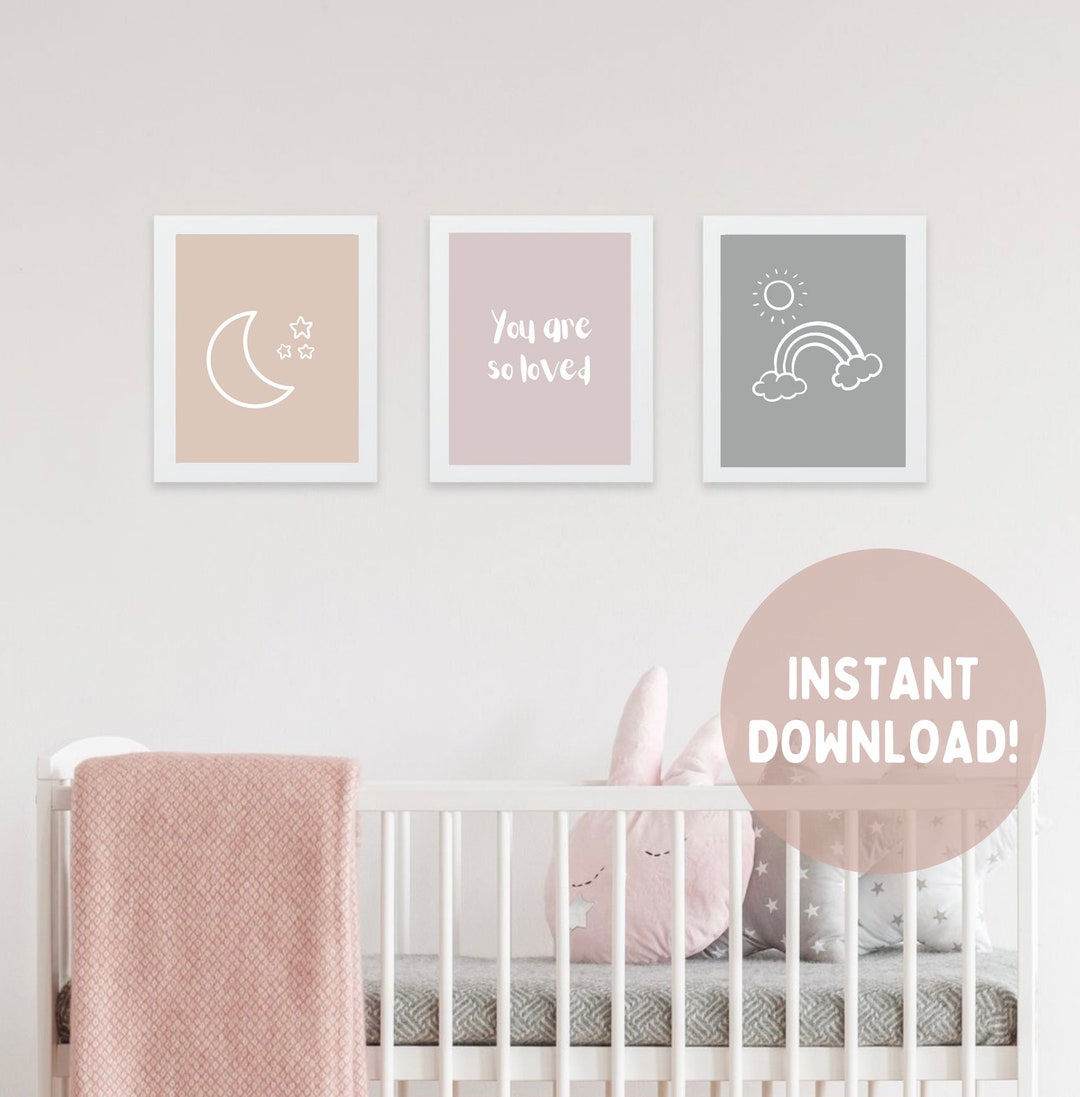 Neutral Nursery PRINTABLE Wall Art | Set of 3 | Baby Room Art - Etsy