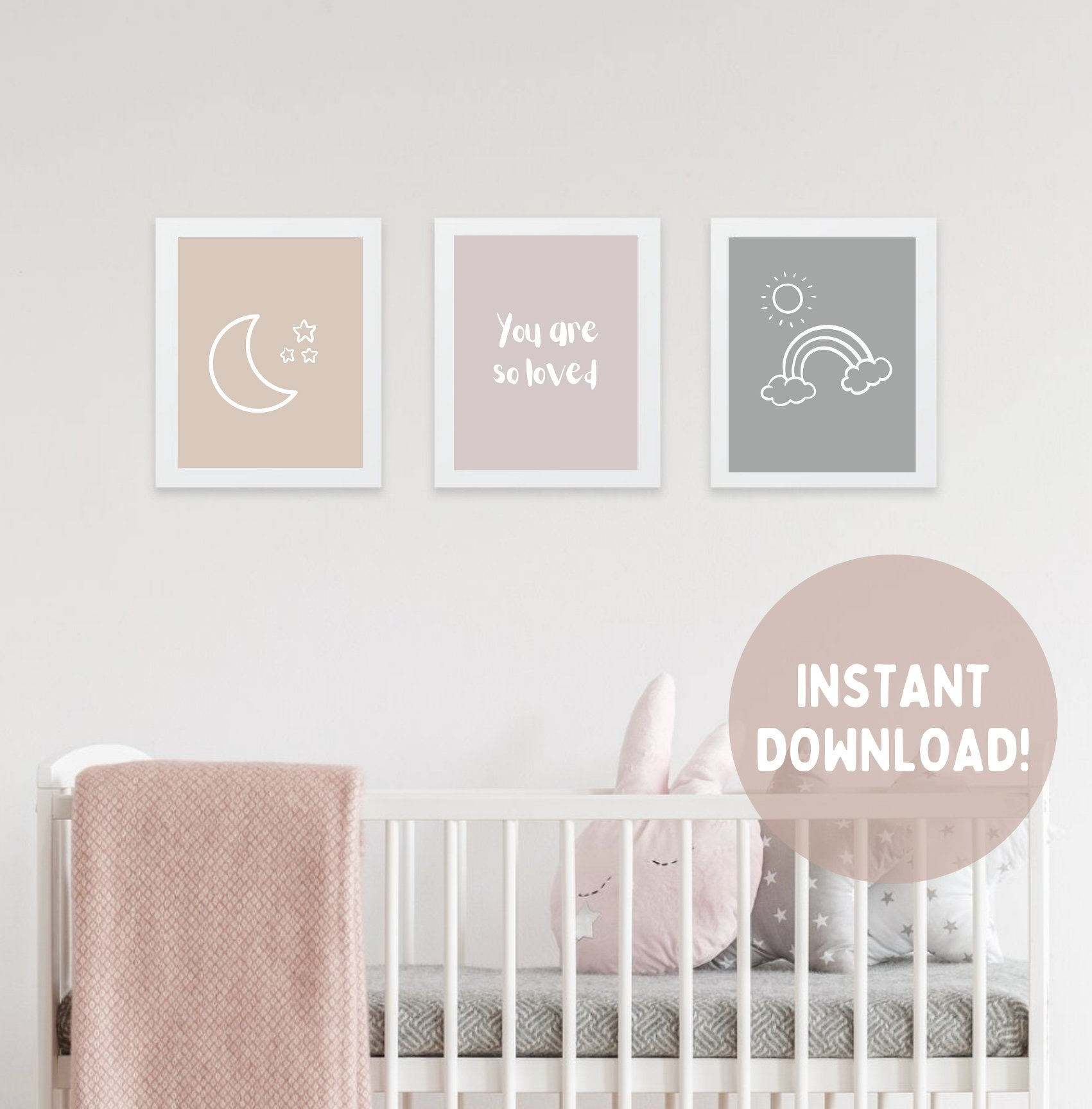Neutral Nursery PRINTABLE Wall Art | Set of 3 | Baby Room Art - Etsy