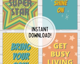 Retro Wall Art | PRINTABLE | Set of Four