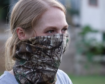 Camo Face Mask, UV Protection Neck Gaiter, Hunting Fishing Headwear