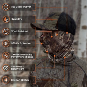 Mossy Oak Camo Face Mask, Lightweight Breathable Neck Gaiter image 3