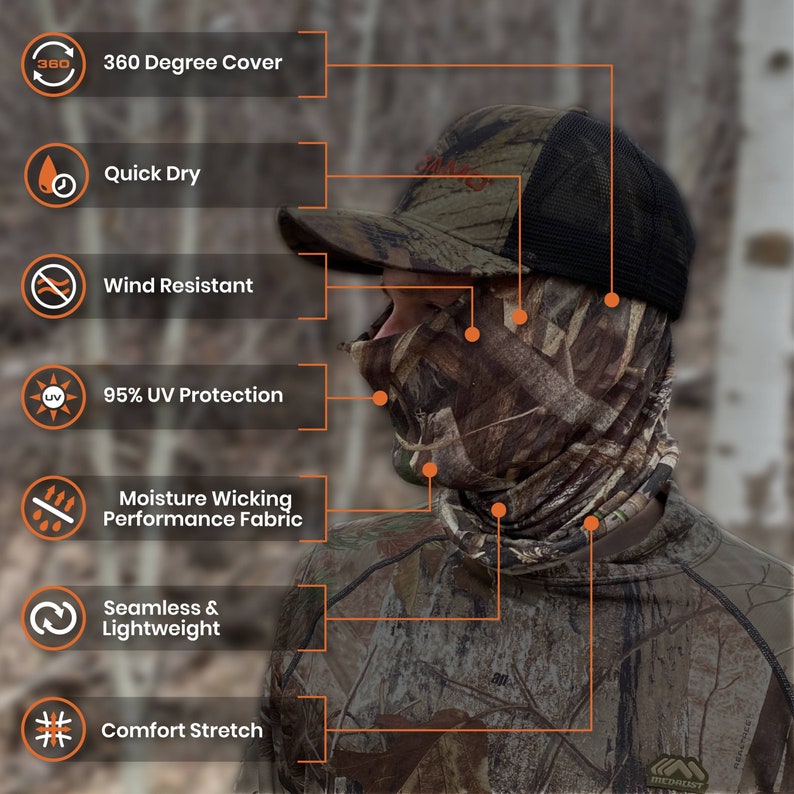 Mossy Oak Camo Face Mask, Lightweight Breathable Neck Gaiter image 3