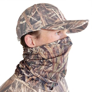 Camo Face Mask, Mossy Oak Shadow Grass Blades, for Men and Women, Lightweight, Washable, 95% UV