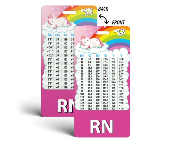 RN Badge Buddy With Weight, Height and Temperature Conversion Pink