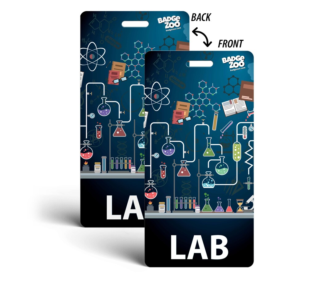 LAB Badge Buddy Black Chemistry Themed Vertical Badge Id Card by