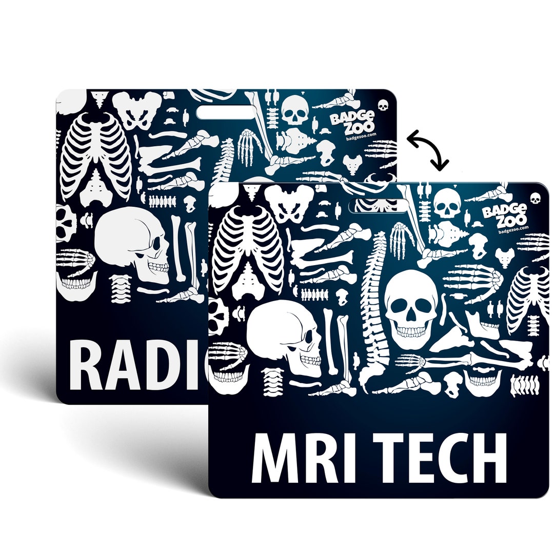 MRI TECH / Radiology Badge Buddy Horizontal Heavy Duty Badge Tags Backer Card Double Sided Badge